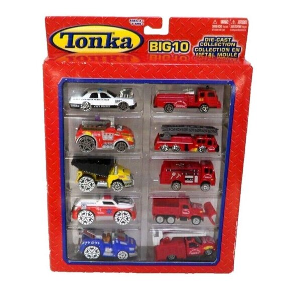 TONKA Big 10 dicast metal vehicle set vintage HASBRO 2005 NEW, BOX DAMAGED - Picture 1 of 1